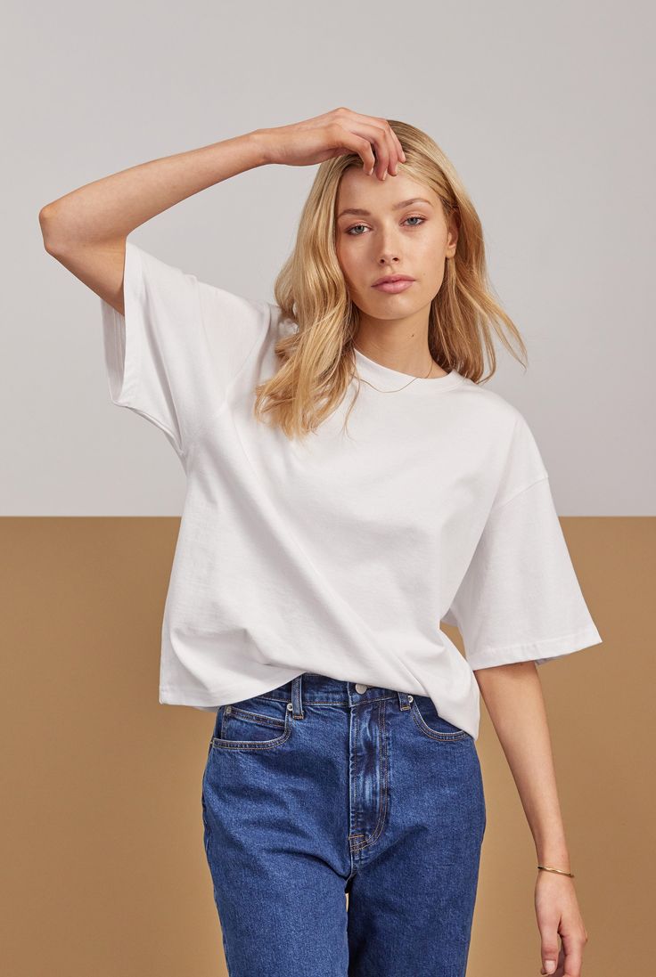 Women Oversized Solid White T-Shirt | Premium Cotton Casual Tee for Girls