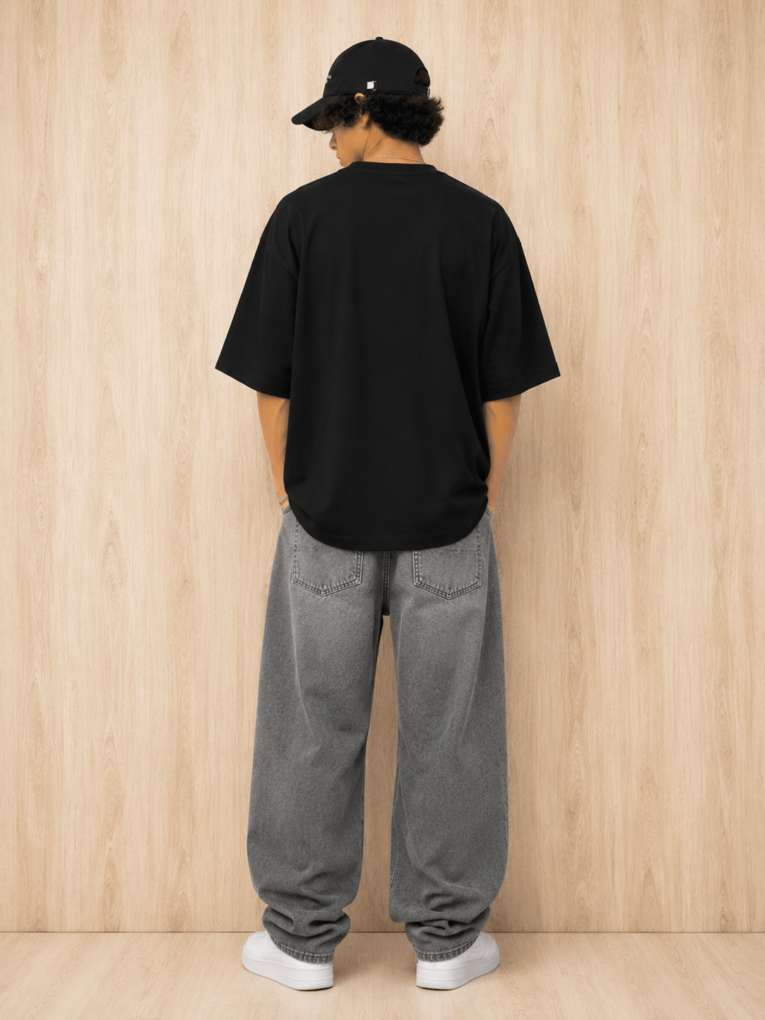 ERAAA Men's Oversized Solid Black T-Shirt | 220 GSM Pure Cotton
