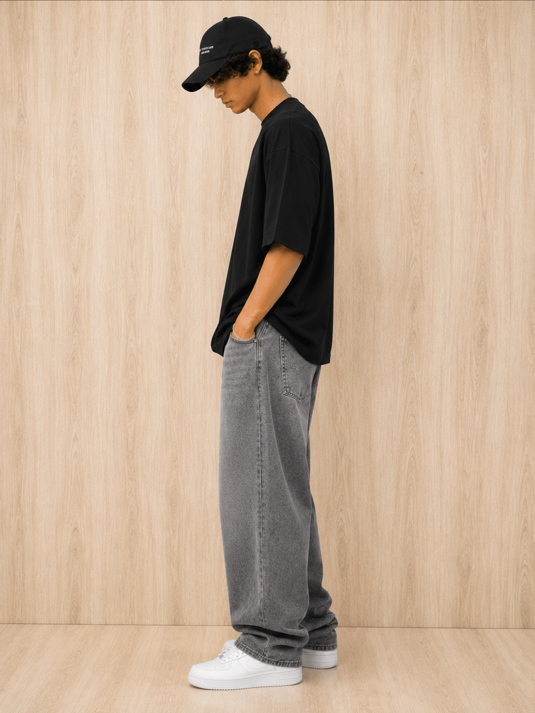 ERAAA Men's Oversized Solid Black T-Shirt | 220 GSM Pure Cotton